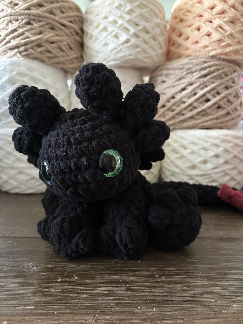 Crochet mini splooting Toothless night fury handmade plush.